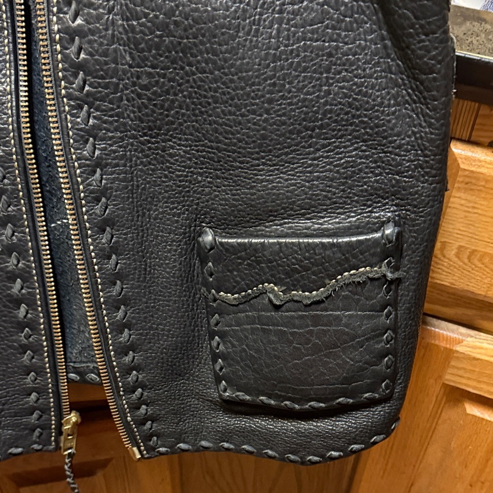 Black Leather Vest - Picture 2 of 10